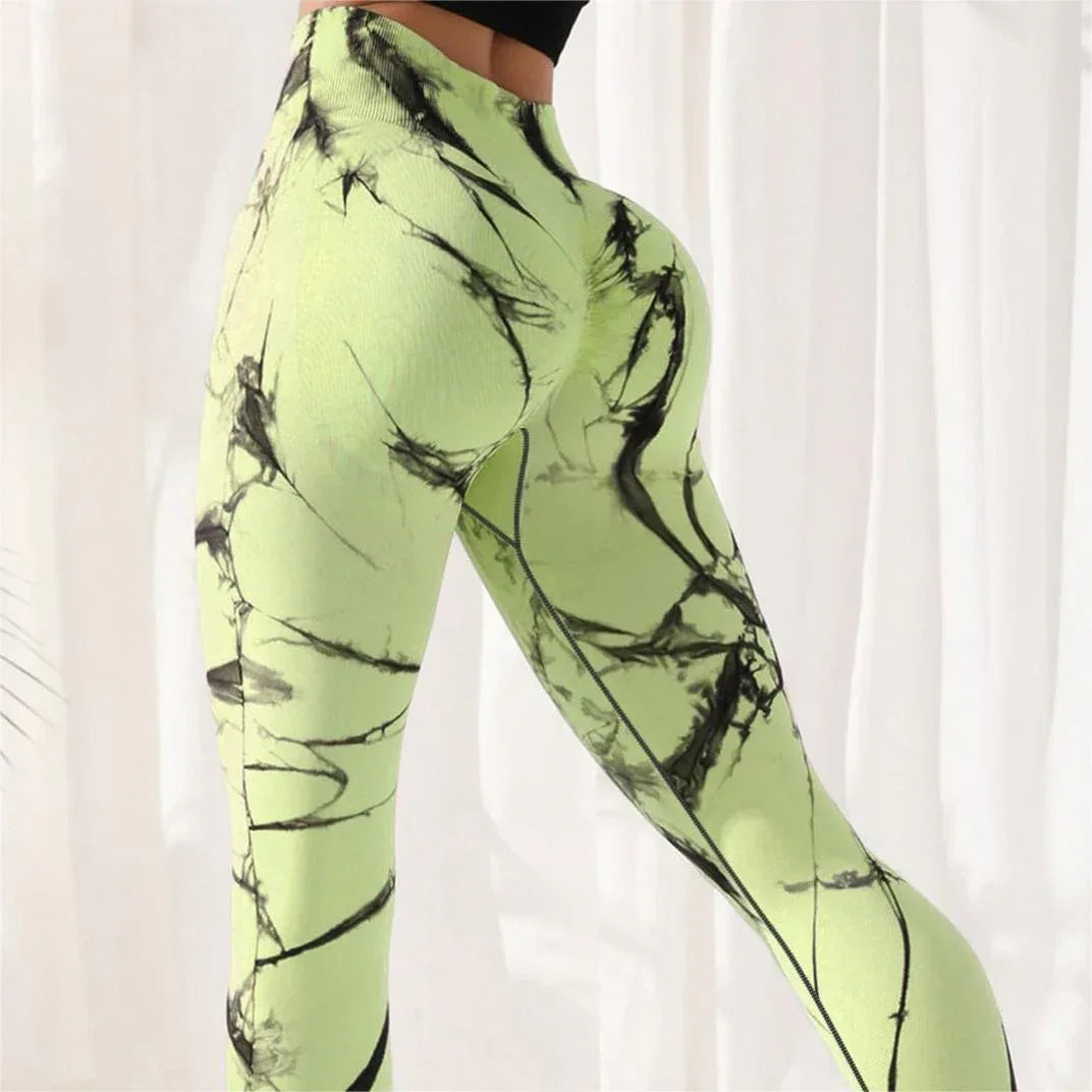 High Waist Leggings for Women, Tie-Dye Spandex Yoga Pants - Comfortable for Running and Fitness - Allen-Fitness