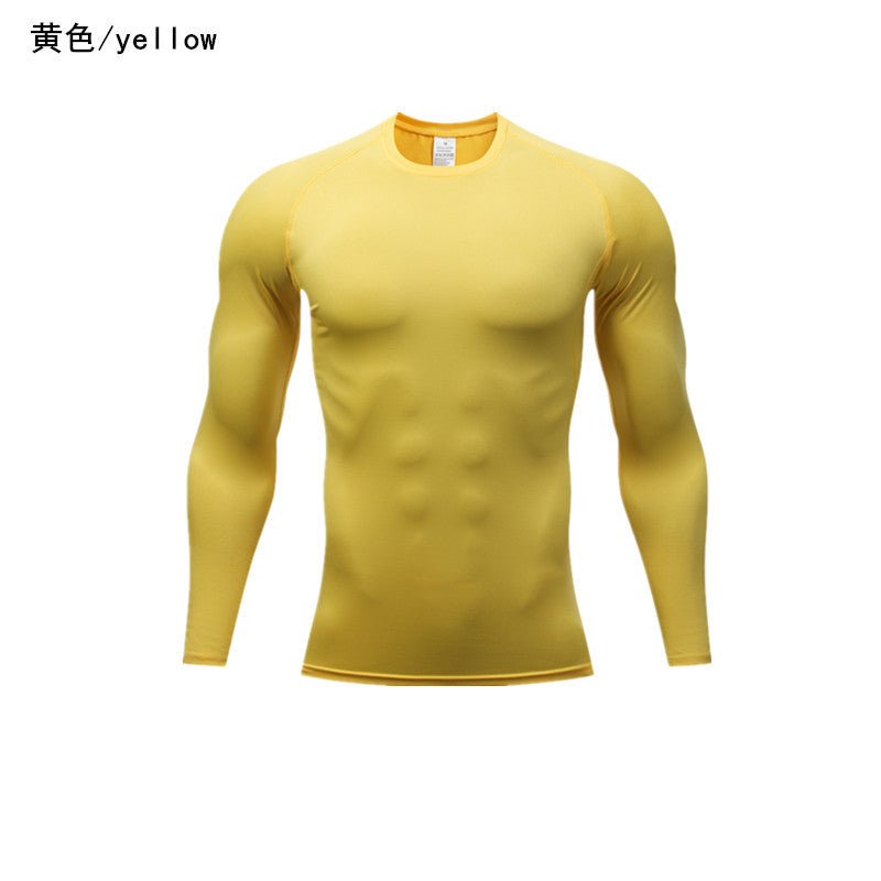 Tights Long-sleeved Fitness Clothes Men's Running Sports Quick-drying Compression Clothes High-elastic Top Basketball Sports Compression Clothes - Premium Fitness & Activewear