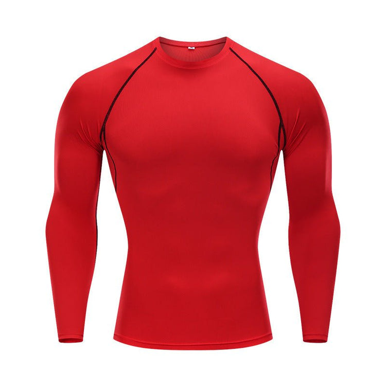 Tights Long-sleeved Fitness Clothes Men's Running Sports Quick-drying Compression Clothes High-elastic Top Basketball Sports Compression Clothes - Premium Fitness & Activewear