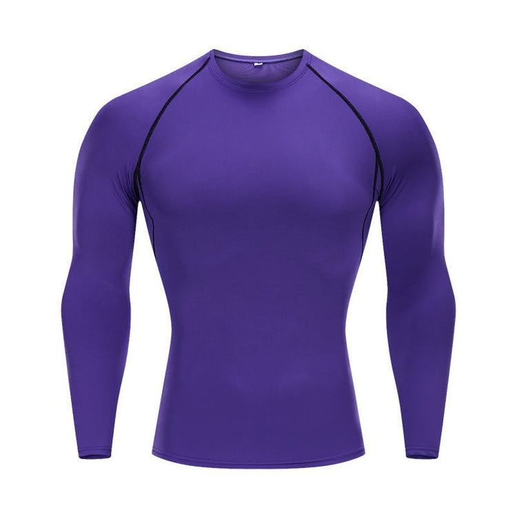 Tights Long-sleeved Fitness Clothes Men's Running Sports Quick-drying Compression Clothes High-elastic Top Basketball Sports Compression Clothes - Premium Fitness & Activewear