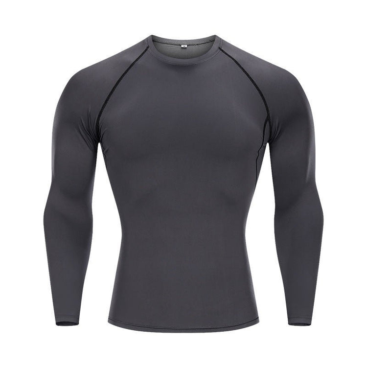 Tights Long-sleeved Fitness Clothes Men's Running Sports Quick-drying Compression Clothes High-elastic Top Basketball Sports Compression Clothes - Premium Fitness & Activewear