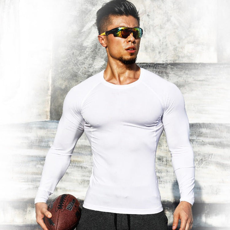 Tights Long-sleeved Fitness Clothes Men's Running Sports Quick-drying Compression Clothes High-elastic Top Basketball Sports Compression Clothes - Premium Fitness & Activewear