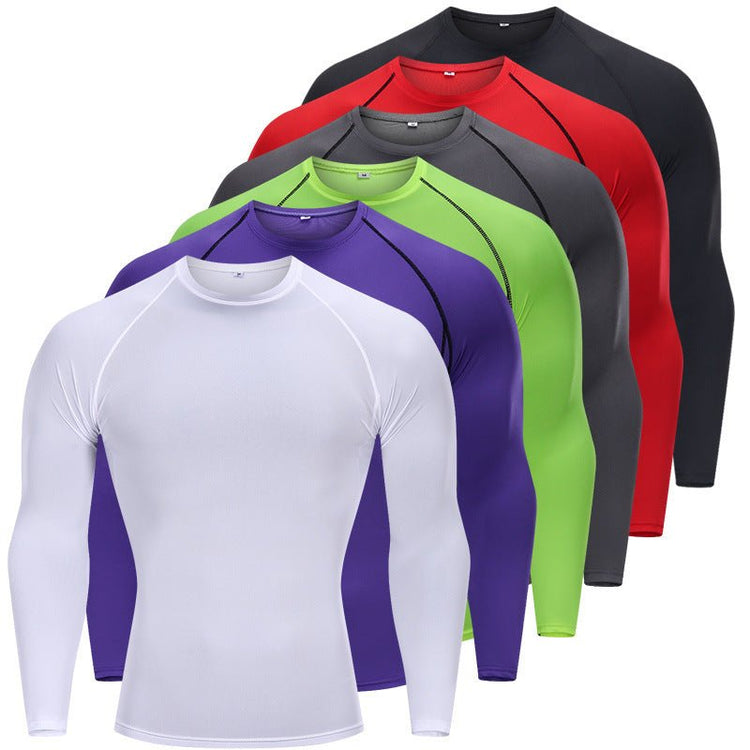 Tights Long-sleeved Fitness Clothes Men's Running Sports Quick-drying Compression Clothes High-elastic Top Basketball Sports Compression Clothes - Premium Fitness & Activewear