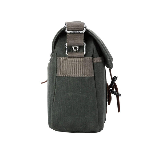 Troop London Heritage Across Body Bag - Durable Canvas with Genuine Leather Trimmings, Spacious