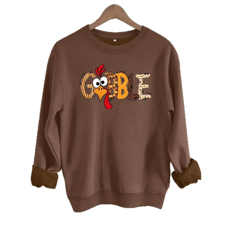 Turkey print loose fleece hoodie - Premium Fitness & Activewear