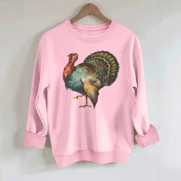 Turkey print loose women's fleece hoodie - Premium Fitness & Activewear