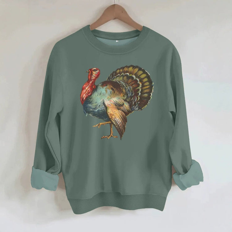 Turkey print loose women's fleece hoodie - Premium Fitness & Activewear