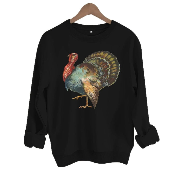 Turkey print loose women's fleece hoodie - Premium Fitness & Activewear