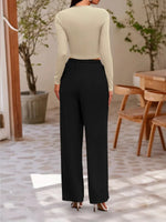 Two Piece Outfit for Lounging: Round Neck Long Sleeve Top and Soft Pants Set by Kenike - Allen-Fitness