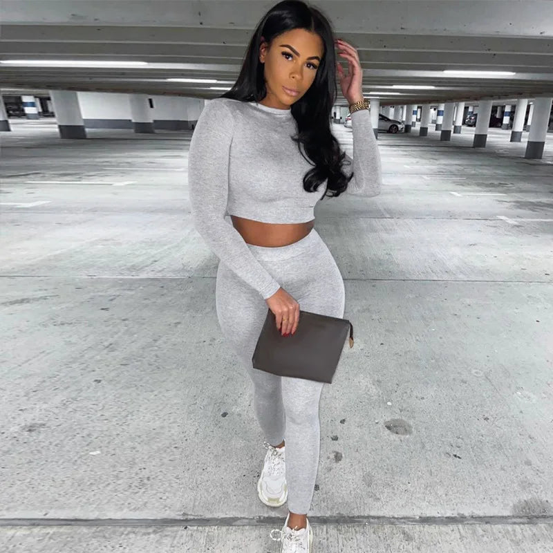 Two Piece Workout Set for Women - Long Sleeve Yoga Fitness Outfit for Comfortable Performance - Allen - Fitness