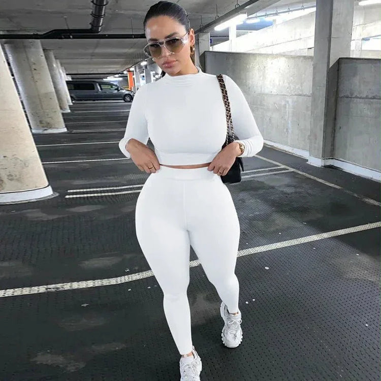 Two Piece Workout Set for Women - Long Sleeve Yoga Fitness Outfit for Comfortable Performance - Allen-Fitness