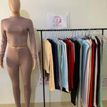 Two Piece Workout Set for Women - Long Sleeve Yoga Fitness Outfit for Comfortable Performance - Allen-Fitness