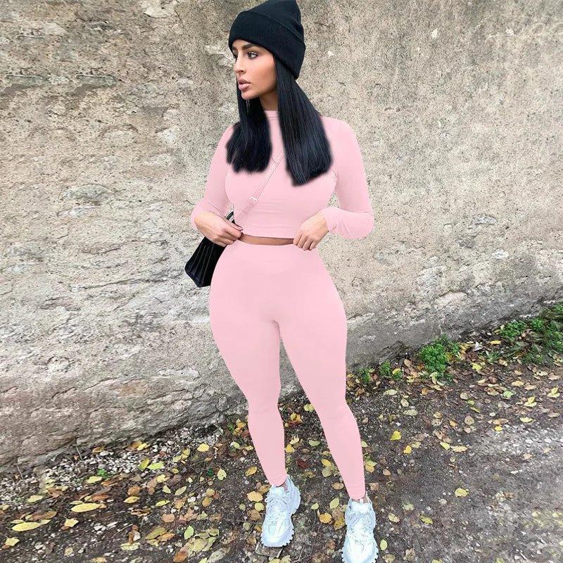 Two Piece Workout Set for Women - Long Sleeve Yoga Fitness Outfit for Comfortable Performance - Allen-Fitness
