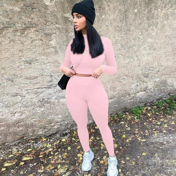 Two Piece Workout Set for Women - Long Sleeve Yoga Fitness Outfit for Comfortable Performance - Allen-Fitness