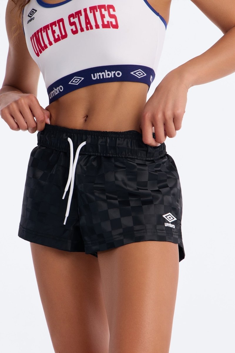 Umbro Checkered Athletic Soccer Shorts - Black - Premium Fitness &amp; Activewear for Men &amp; Women|UK