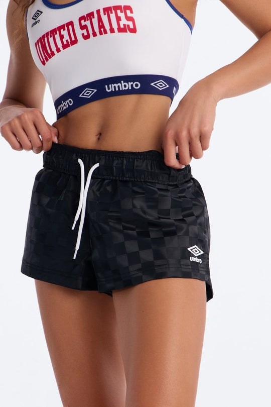 Umbro Checkered Athletic Soccer Shorts - Black - Premium Fitness &amp; Activewear for Men &amp; Women|UK