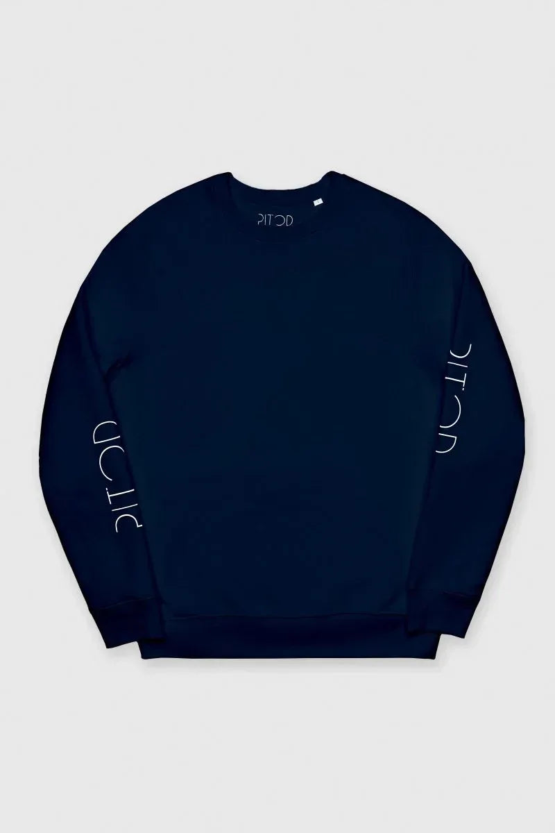 Unisex Navy Sweatshirt - Eco-Friendly Organic Cotton, Stylish Design with Pitod Logo - Allen-Fitness