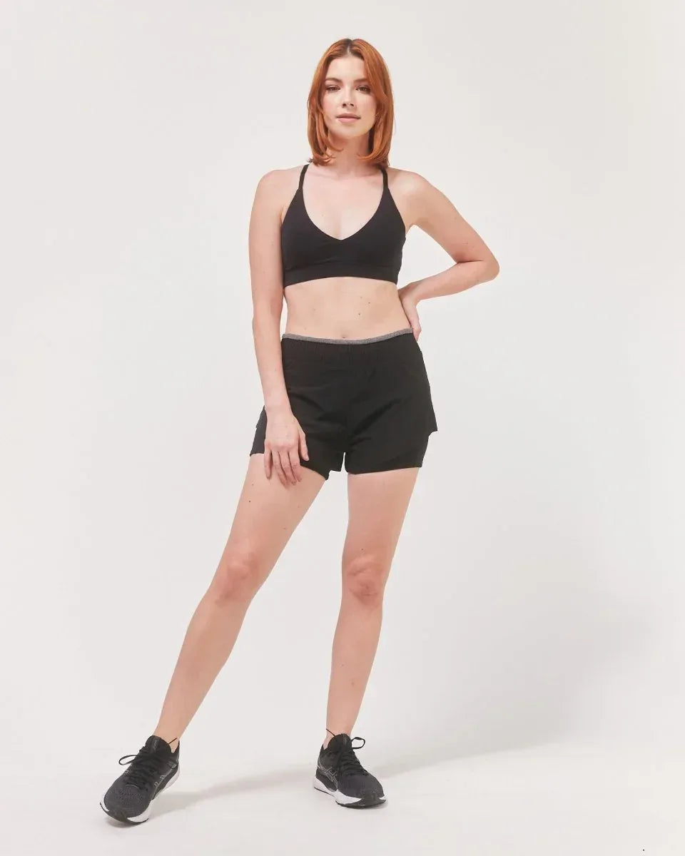 Uplift V Neck Sports Bralette - Soft Cloudlux Fabric, 4 Way Stretch &amp; Supportive J Hook - Allen-Fitness