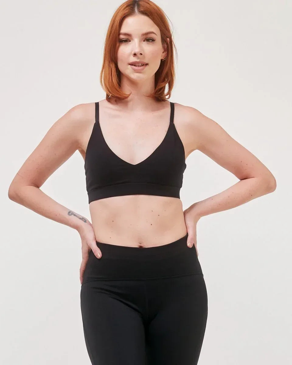 Uplift V Neck Sports Bralette - Soft Cloudlux Fabric, 4 Way Stretch &amp; Supportive J Hook - Allen-Fitness
