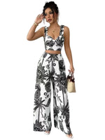 V-Neck Strap Vest and Dress Set, Loose Wide Leg Pants - Stylish Street Fashion Ensemble - Allen-Fitness