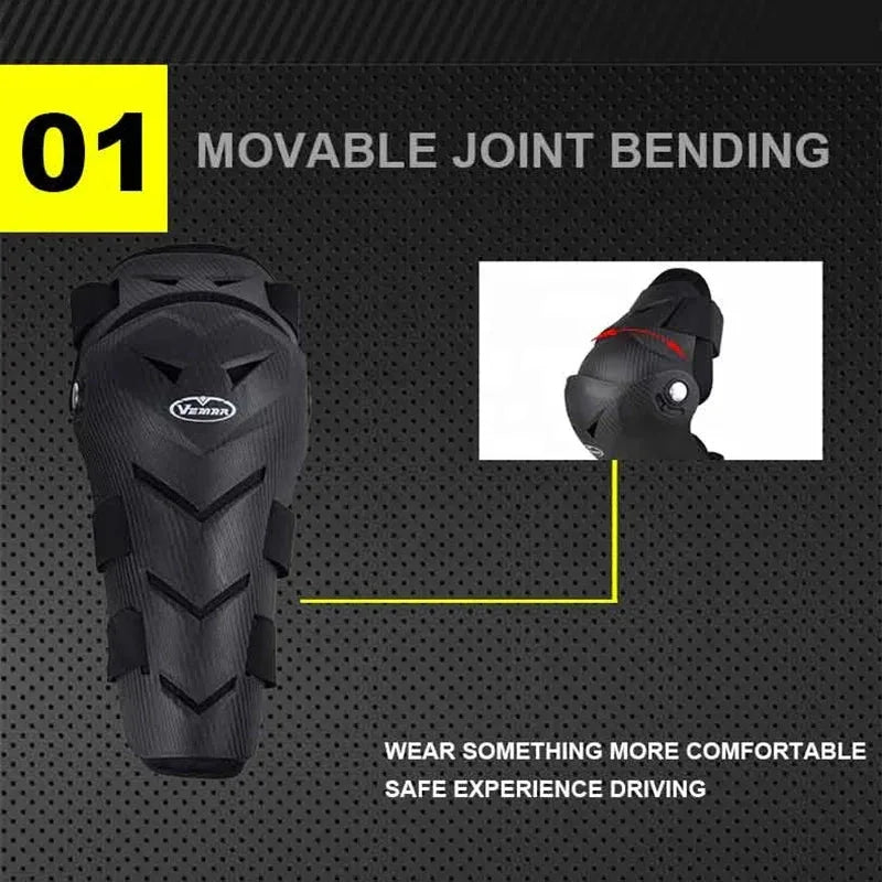 VEMAR 4PCS Motorcycle Elbow Knee Pads Protector Set with Adjustable Fit - Black - Allen-Fitness