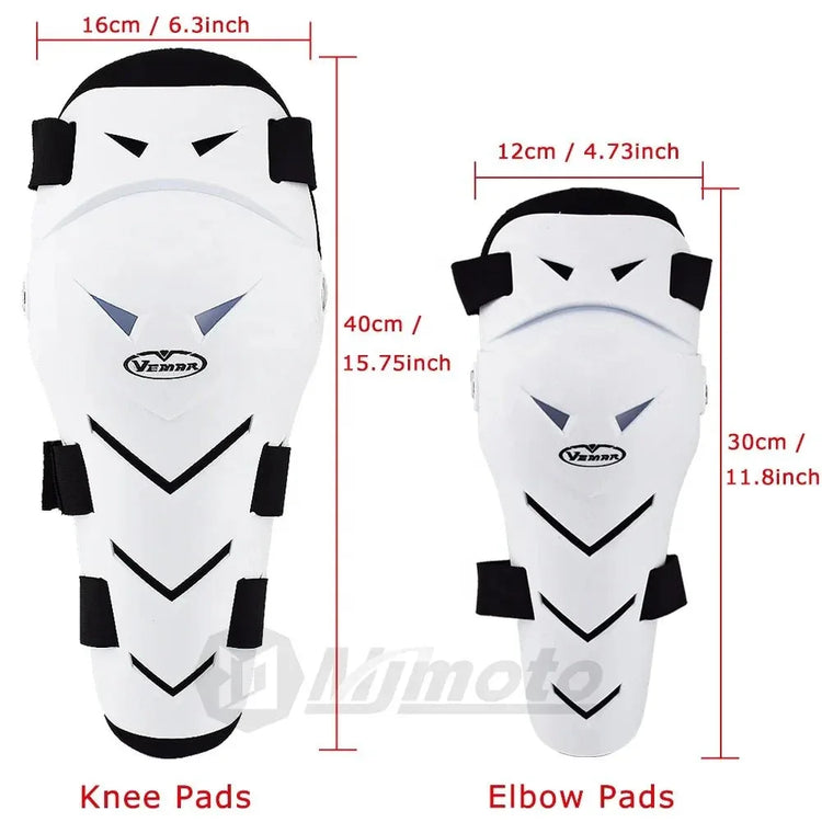 VEMAR 4PCS Motorcycle Elbow Knee Pads Protector Set with Adjustable Fit - Black - Allen-Fitness