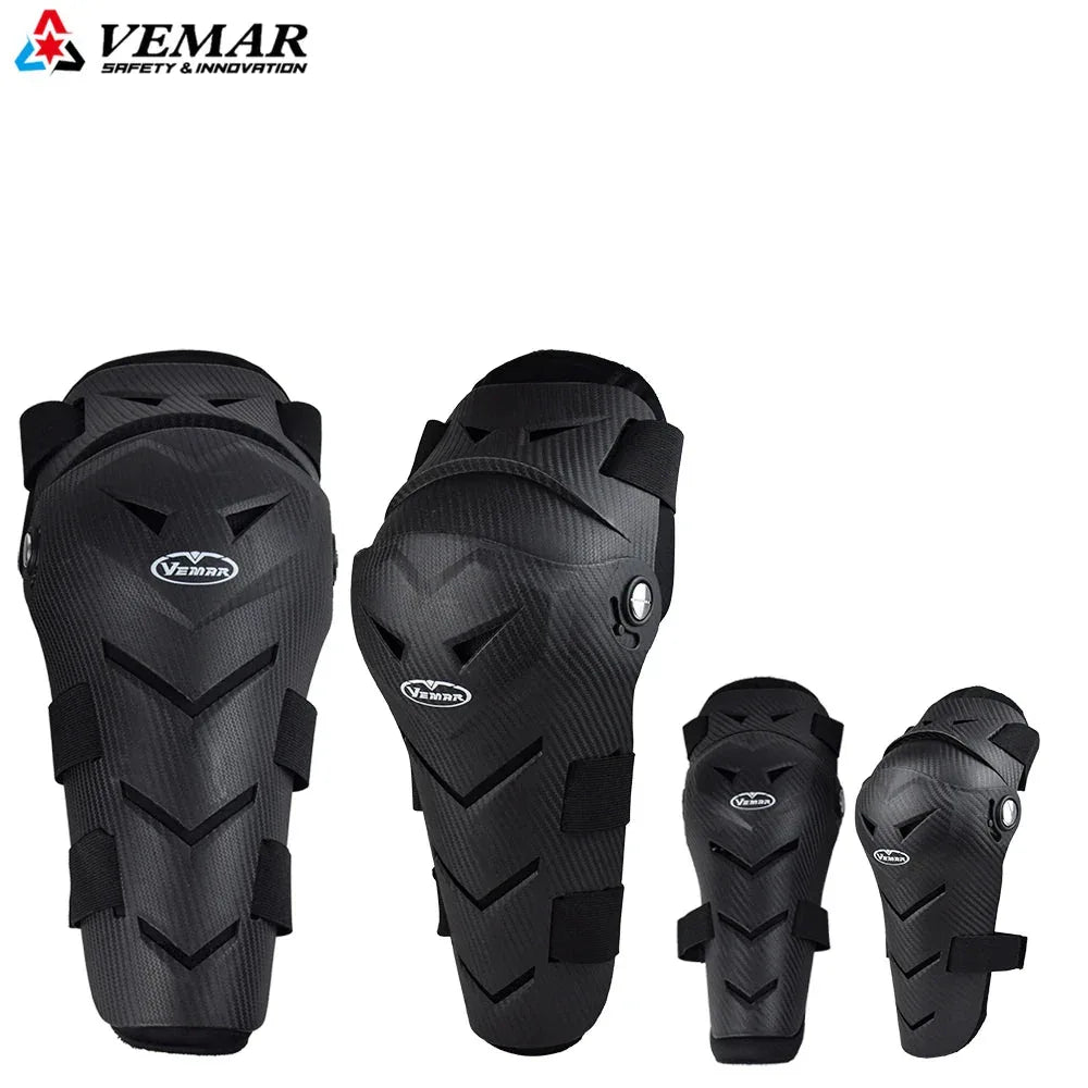 VEMAR 4PCS Motorcycle Elbow Knee Pads Protector Set with Adjustable Fit - Black - Allen-Fitness