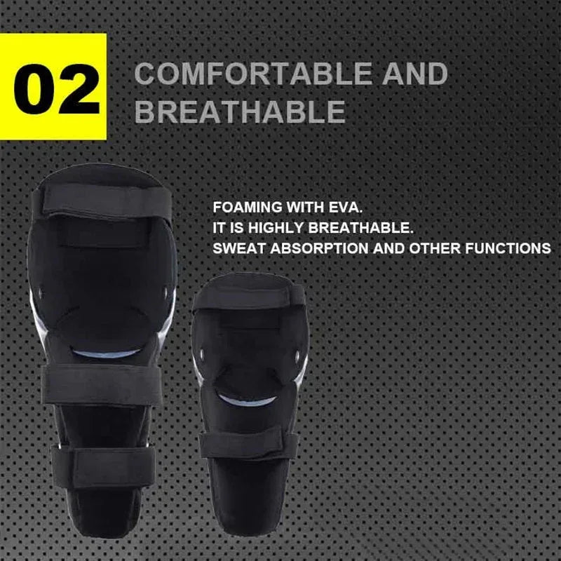 VEMAR 4PCS Motorcycle Elbow Knee Pads Protector Set with Adjustable Fit - Black - Allen-Fitness