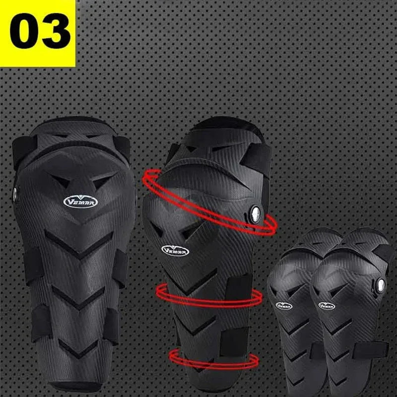 VEMAR 4PCS Motorcycle Elbow Knee Pads Protector Set with Adjustable Fit - Black - Allen-Fitness