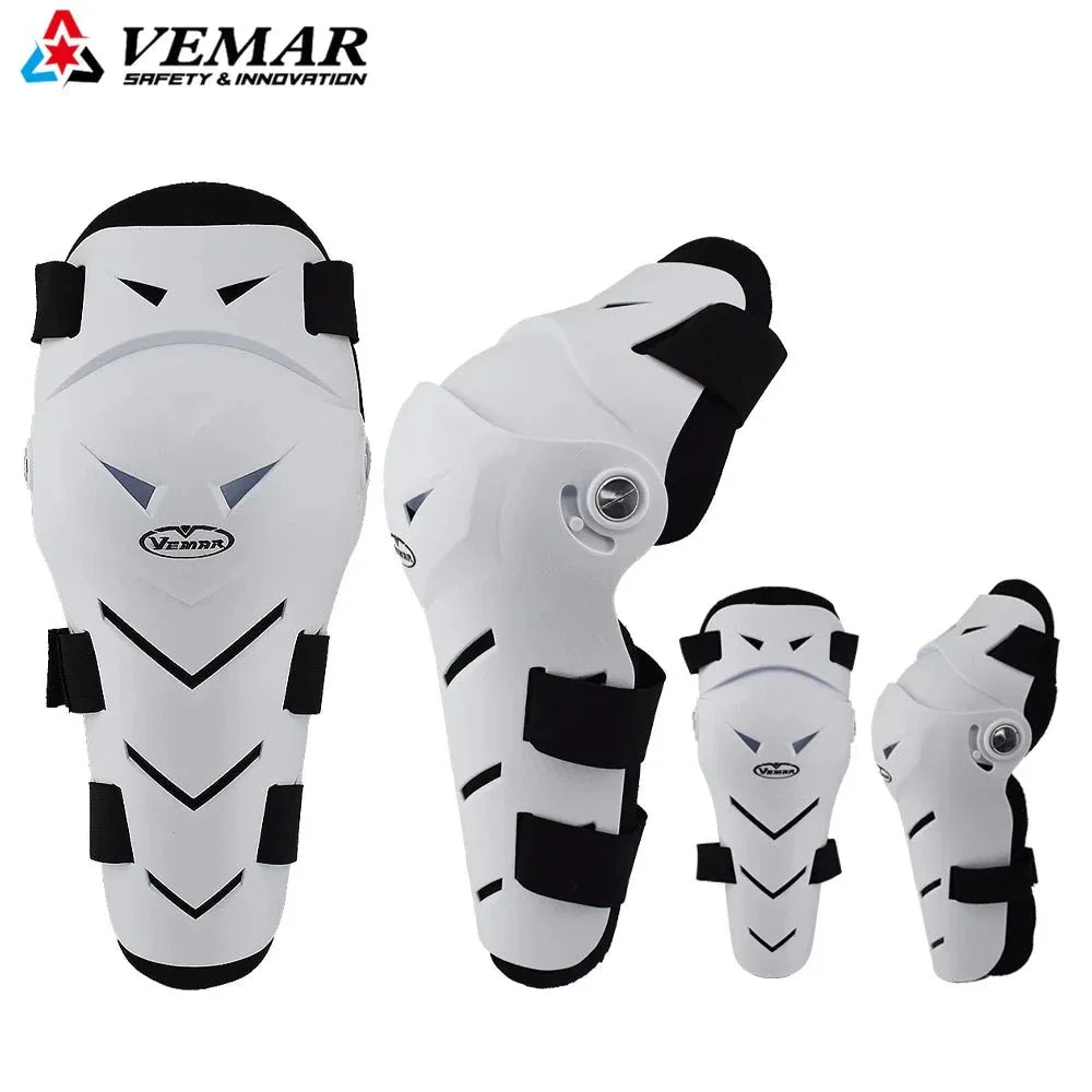 VEMAR 4PCS Motorcycle Elbow Knee Pads Protector Set with Adjustable Fit - Black - Allen-Fitness