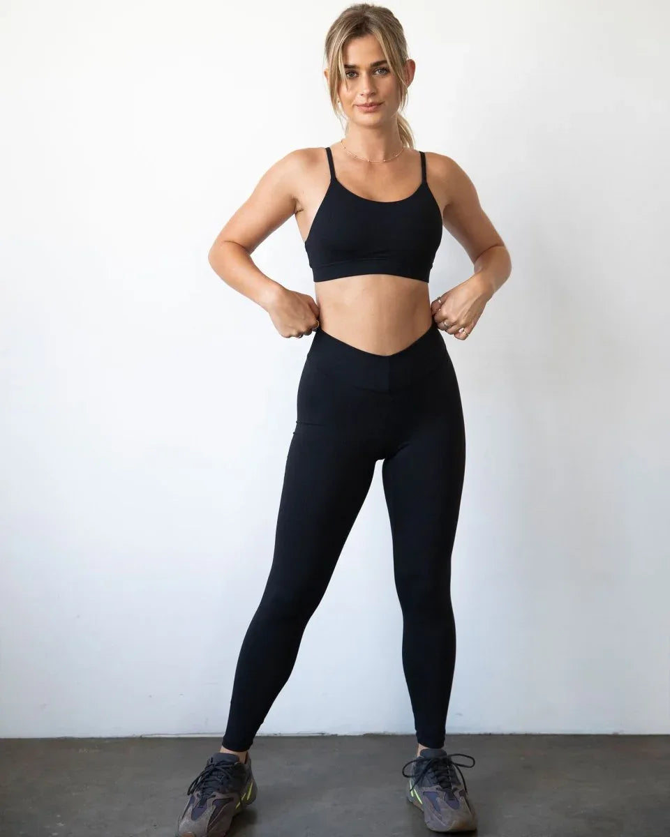 Vendetta 7/8 Breathable Workout Leggings with High-Waisted V Waistband - 26" Inseam - Allen-Fitness