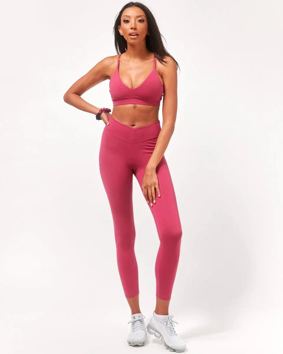 Vendetta 7/8 Breathable Workout Leggings with High-Waisted V Waistband - 26" Inseam - Allen-Fitness