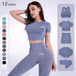 Yoga 5 piece yoga set workout sportswear customized private brand women seamless gym fitness set - Allen-Fitness