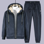 Winter Plus Size Velvet Sweatshirt Set With Long Sleeve Hoodie And Trousers - Allen-Fitness