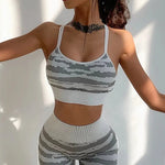 Woman tiger Stripe Print Seamless Bra Gym/Yoga Leggings Fitness Workout Set - Allen-Fitness