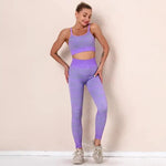 Woman tiger Stripe Print Seamless Bra Gym/Yoga Leggings Fitness Workout Set - Allen-Fitness