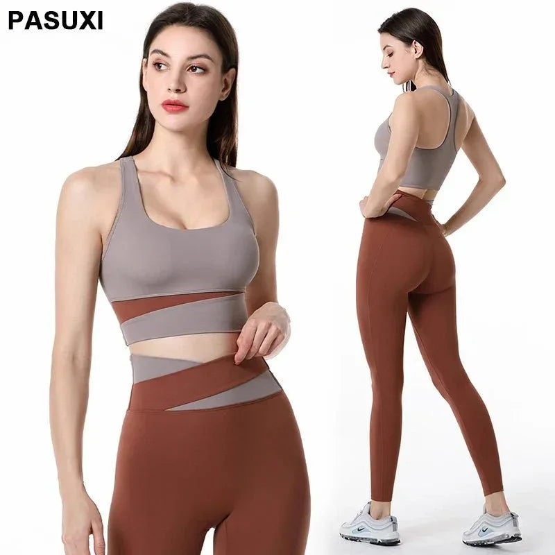 Women's Fitness Leggings & Bra Set - High Waist Seamless Yoga Outfit for Gym Workouts - Allen-Fitness
