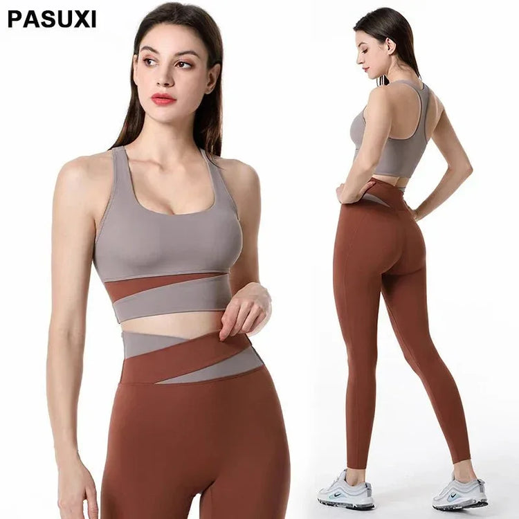 Women's Fitness Leggings & Bra Set - High Waist Seamless Yoga Outfit for Gym Workouts - Allen-Fitness