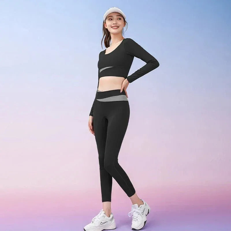 Women's Fitness Leggings & Bra Set - High Waist Seamless Yoga Outfit for Gym Workouts - Allen-Fitness