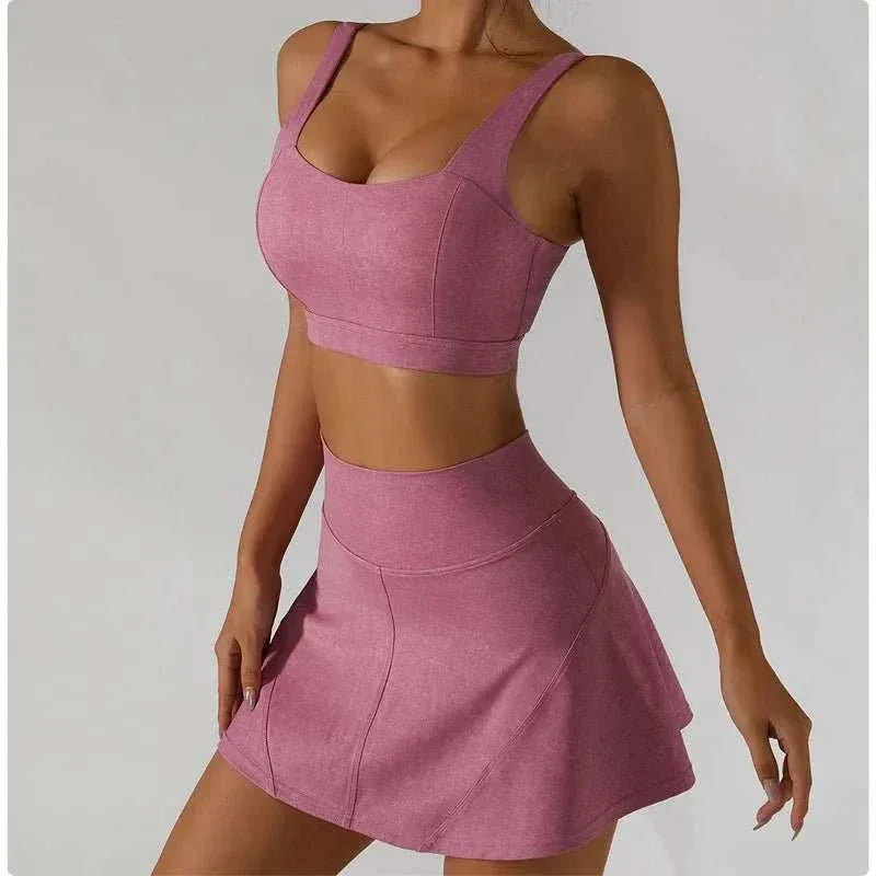 Women's Gym Wear 5 Piece Solid Seamless Compression Set with High Waist Leggings and Sports Bra - Allen-Fitness