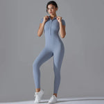 Women Yoga Jumpsuit with Front Zipper – Stylish Gym Fitness Wear for Running and Workouts - Allen-Fitness