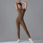 Women Yoga Jumpsuit with Front Zipper – Stylish Gym Fitness Wear for Running and Workouts - Allen-Fitness