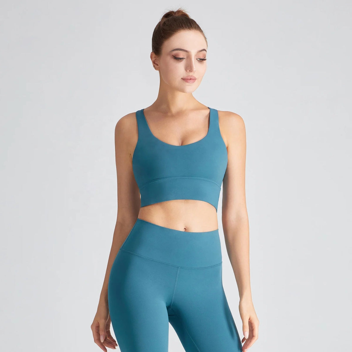 Women Yoga Set: 2 Pcs Backless Workout Bra and High Waist Gym Leggings for Ultimate Comfort.