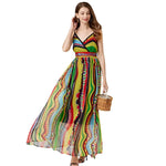 Women's High Waist Dress with Printed Pattern and Elegant Sling Chiffon - Allen-Fitness