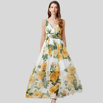 Women's High Waist Dress with Printed Pattern and Elegant Sling Chiffon - Allen-Fitness