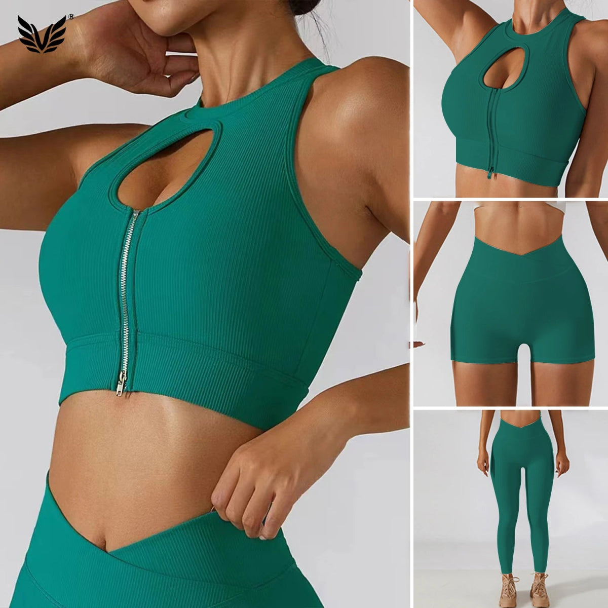 Women’s High Waist Yoga Pants Set, Sports Bra & Tummy Control Tank Top, Breathable & Quick Dry - Allen - Fitness