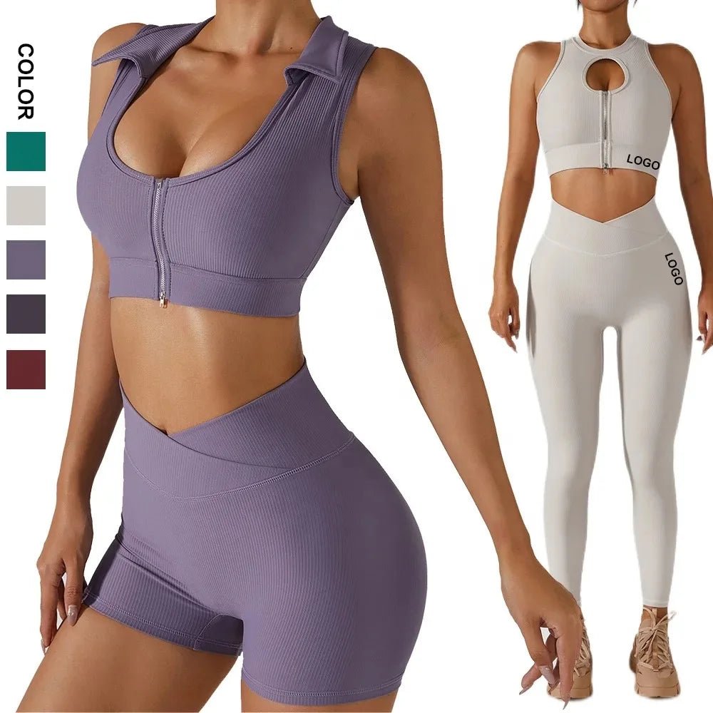 Women’s High Waist Yoga Pants Set, Sports Bra & Tummy Control Tank Top, Breathable & Quick Dry - Allen - Fitness