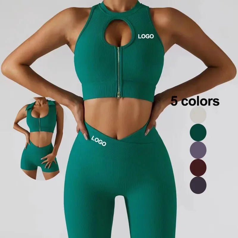 Women’s High Waist Yoga Pants Set, Sports Bra & Tummy Control Tank Top, Breathable & Quick Dry - Allen - Fitness