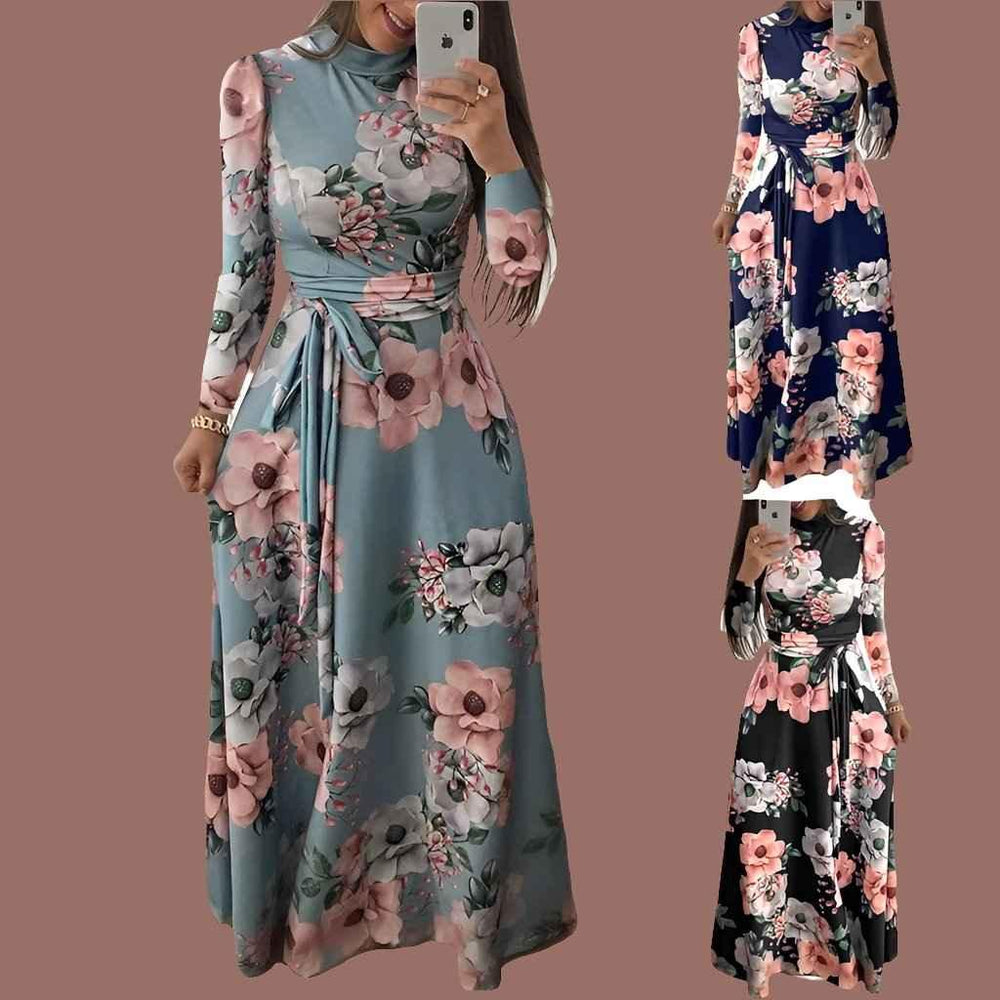 Women's Long Dress With Striped Shirt And Short Sleeves Fashionable Women's Casual Long Sleeve Casual Dresses - Allen-Fitness