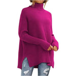 Women's Oversized Turtleneck Sweaters Fall Batwing Sleeve Ribbed Tunic Sweater - Allen-Fitness